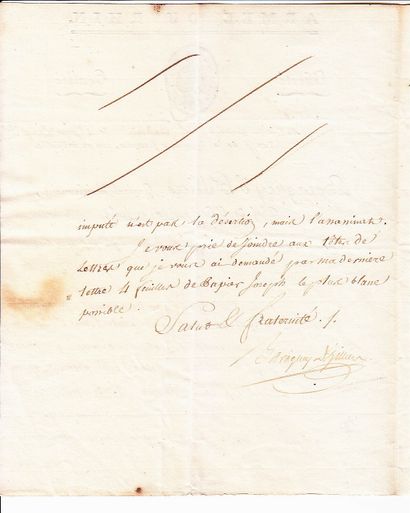 Général Comte  Louis BARAGUEY-D’HILLIERS ( Paris 1764 - Berlin 1813) Letter signed...