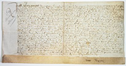 null DOUBS. 1529. MONTFAUCON near BESANÇON. Jehan GOUGET de MONTFAULCON sells, gives...