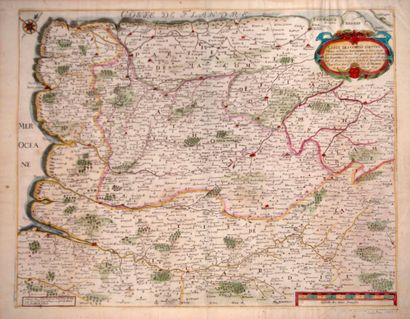 Jehan BOISSEAU 1638. «Carte des Comtés d'ARTOIS, St Paul en Ternois, Boulonnais et...