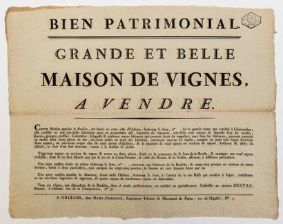 null ORLÉANS. 1800 «Grande et Belle MAISON DE VIGNES, à Vendre. Bien Patrimonial.»...