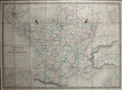 null CARTE DE FRANCE & ALGÉRIE 1856. «Nouvelle Carte physique et routière de la France,...