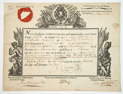 null MORBIHAN. 1777. Piece signed Alexis Jacques BUISSON DE LA VIGNE, Commander for...