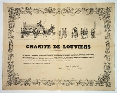 null EURE. Diplôme de la «CHARITÉ DE LOUVIERS». de 16 Avril 1880. Pièce signée du...