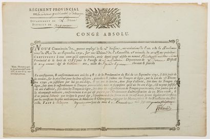 null ORNE. 1791. "REGIMENT PROVINCIAL of the Ci-devant Generality of ALENÇON. District...