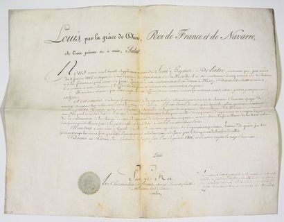 null BRIEFING OF CLEMENT signed by King LOUIS XVIII, countersigned by DAMBRAY Chancellor...
