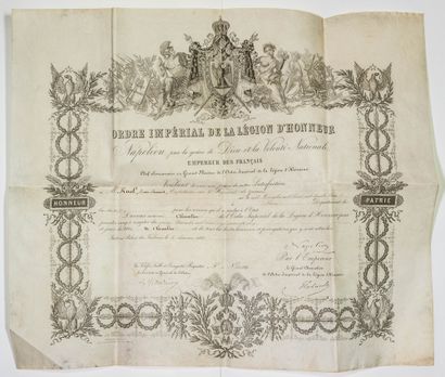 null Brevet de l'Ordre Impérial de la LÉGION D'HONNEUR, attribué à Louis Édouard...