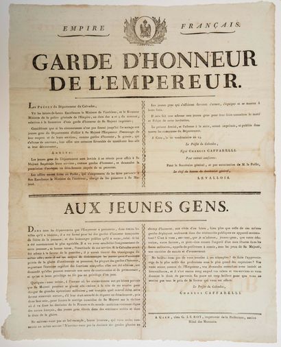 null EMPIRE. 1805. GARDE D'HONNEUR DE L'EMPEREUR NAPOLÉON. CALVADOS. Arrêté de Charles...