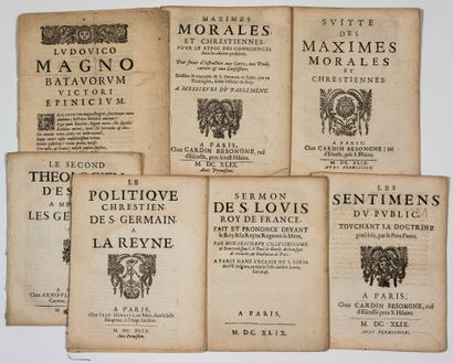 null LOUIS XIV ET LA RELIGION. 8 Imprimés de 1649 : «Sermon de St Louis Roy de France,...