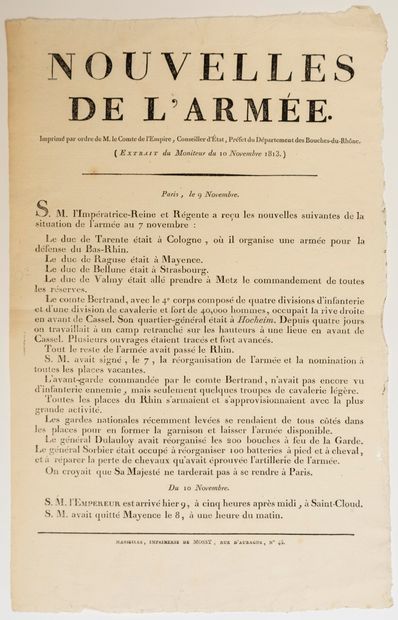 null GRANDE ARMÉE. L'EMPEREUR NAPOLÉON EST A SAINT CLOUD (92) : Fin de la Campagne...