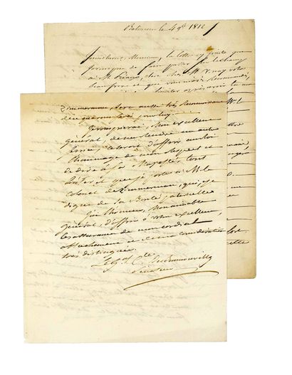 null MARSHAL BEURNONVILLE. VAL D'OISE : 2 autograph letters signed. BEURNONVILLE...