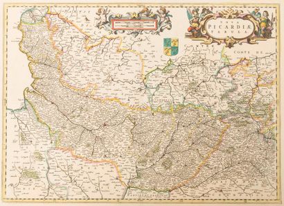 null PICARDIE. 1662. Carte «Nova PICARDIÆ tabula».  Blaeu.(44 x 59). Sans texte au...