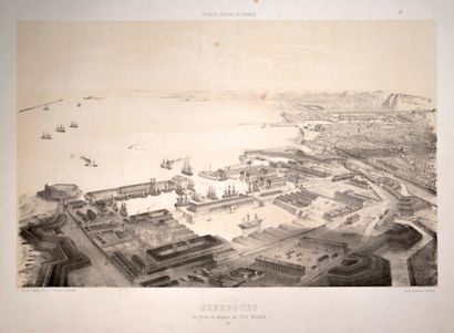null MANCHE. Estampe vers 1860 : «CHERBOURG, vue prise au dessus du Port militaire.»...