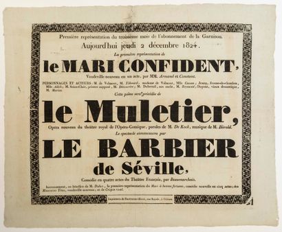 null THEATRE OF ORLÉANS. 1824. LE BARBIER DE SÉVILLE by BEAUMARCHAIS. "First performance,...