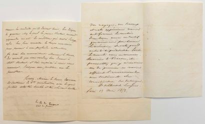 null L'ART DE LA GRAVURE : 2 Lettres adressées au Baron Auguste DESNOYERS Peintre...