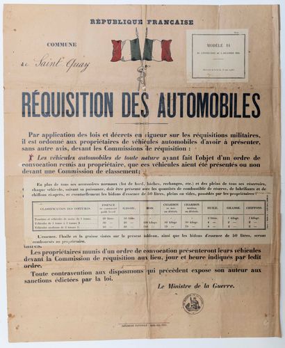 null CÔTE D'ARMOR. 1934. Commune de SAINT QUAY (PERROS) «Réquisition des AUTOMOBILES»...