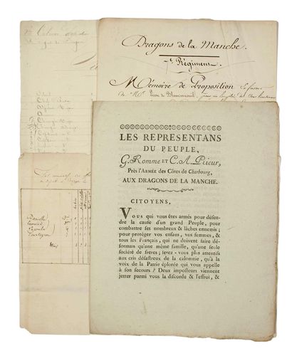 null "DRAGONS DE LA MANCHE". 4 Pieces: Address printed "The Representatives of the...