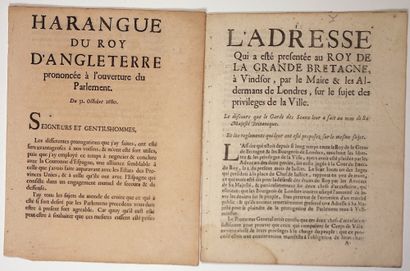 null ANGLETERRE. 2 Imprimés 1680 et 1683. à TOULOUSE, chez Jean BOUDE, Imprimeur...