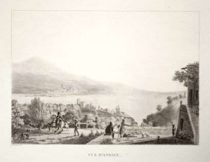 null HENDAYE. (64) "View of ANDAYE" engraved by A. L. Garneray. About 1825. Aquatint...