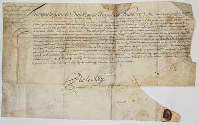LOUIS XIV. 1689. LE TELLIER. CAPTAIN'S COMMISSION: Signed by King LOUIS XIV (Secretary)...