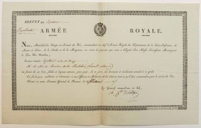 null ARMÉE ROYALE. 1815. MAINE-ET-LOIRE. Brevet signée «Le Chevalier d'ANDIGNÉ» Général...