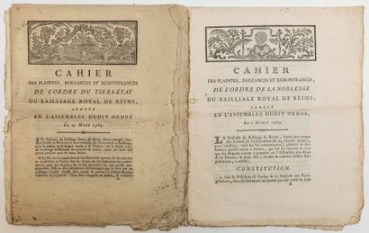 null MARNE. REIMS (51). Book of Grievances of 1789. 2 Prints: "Cahier des Plaintes,...