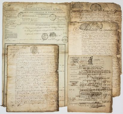 null SEINE-ET-MARNE. 1698. COUBRON. 7 Documents de XVIIe, XVIIIe s. : Partage du...