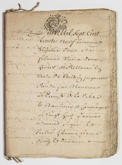 null COMPIÈGNE (OISE), INVENTAIRE MOBILIER de 1739 : Jugement du 3 Février 1739,...