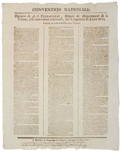 null PROCÈS DU ROI LOUIS XVI. 1793. THIBAUDEAU (Antoine Claire) Conventionnel de...