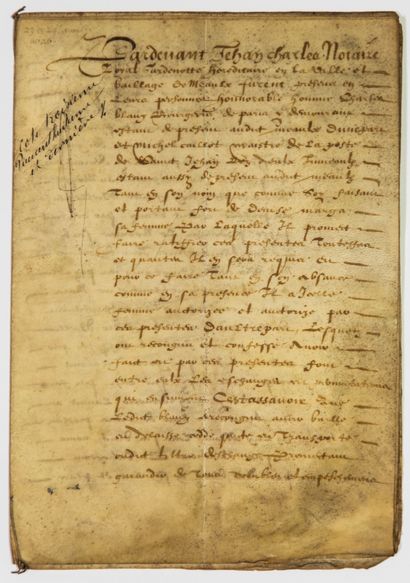 null SEINE-ET-MARNE. 1626. Contrat d'échange fait au Bailliage de MEAUX, entre Charles...