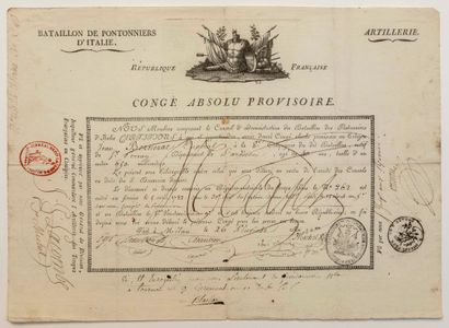 null LACOMBE SAINT-MICHEL. 1802. CISALPINE REPUBLIC. Provisional absolute leave of...