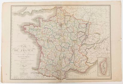 null CARTE DE FRANCE divisé en 86 Départements et 19 divisions militaires, comprenant...