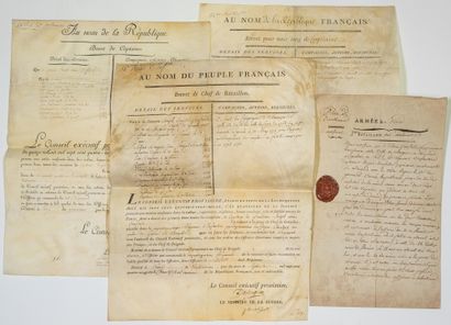 null CHEF DE BATAILLON en 1793. 3 BREVETS et un Certificat pour Joseph Louis FONFRÈDE,...