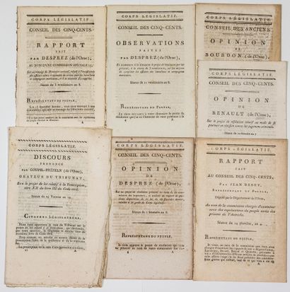 null ORNE. DIRECTOIRE & CONSULAT. 7 Imprimés in-8° du Corps Législatif (1796/ 1804) :...