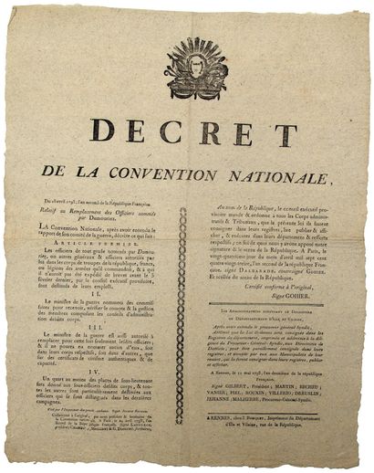null ILLE ET VILAINE. 1793 - DUMOURIEZ (Charles-François) General Officer and Minister,...
