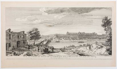 null YVELINES; "View of the new Castle of SAINT-GERMAIN-EN-LAYE and of the village...