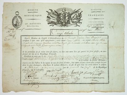 Général Antoine DIGONET (Crest/Drôme 1763 - 1811). Pièce signée comme Général de...