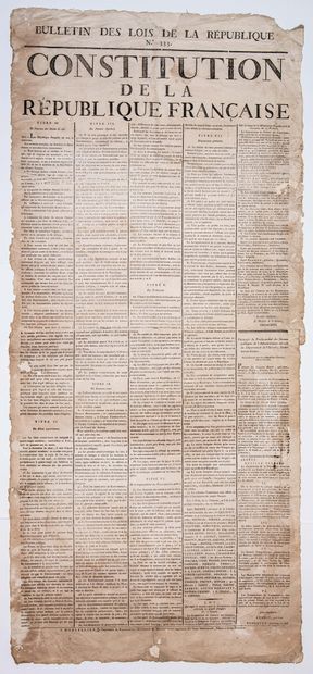 null CONSULAT : «CONSTITUTION de la République Française.» de l'An 8 (1799), qui...