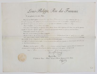 null PATENT OF INDULGENCE OF A CONDEMNATION TO DEATH, signed by King LOUIS PHILIPPE,...