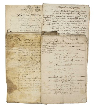 null (INDRE). 4 Handwritten documents XVIIth century, XVIIIth century: 2 manuscript...