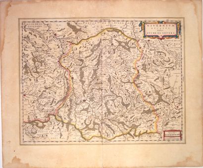 null 17th century map: DUCHY OF NEVERS. "Nivernium ducatis. Gallicè Duchy of Nevers"....