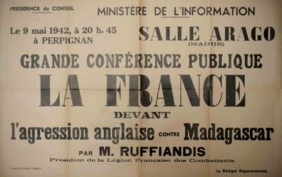 null FRENCH STATE. MADAGASCAR. ORIENTAL PYRENEES: "May 9, 1942 in PERPIGNAN. Salle...