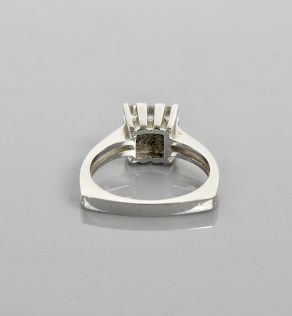 null Bague carrée en or gris, 750 MM, recouverte de diamants, 8 x 8 mm, vers 1970,...