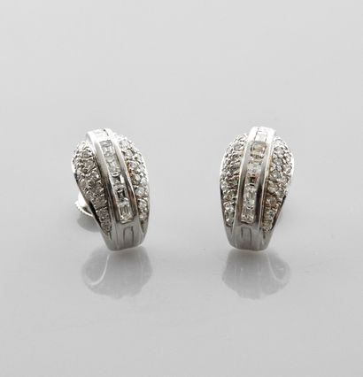 null Earrings in white gold, covered with baguette and brilliant-cut diamonds, Alpa...