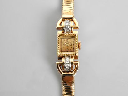 null HENCO. Watchband in yellow gold 750MM and platinum 900 MM, rectangular bezel,...