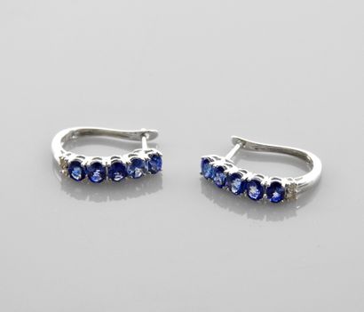 null Earrings in white gold, 750 MM, each adorned with sapphires and diamonds, dormeuse...
