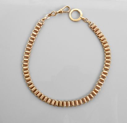 null Necklace ' Giletière ' mesh with gadroons in yellow gold, 750 MM, rings and...