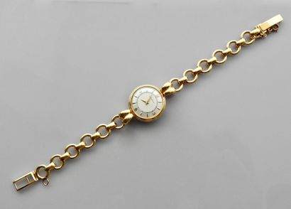 null JAEGER LECOULTRE, Bracelet montre en or jaune, 750 MM, unette ronde, diamètre...