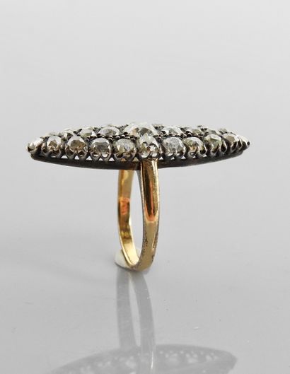 null 
Large Marquise ring in yellow gold, 750 MM and silver 925 MM, covered with...
