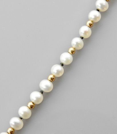 null Bracelet de perles de culture et perles d'or jaune, 375 MM, longueur 18 cm,...