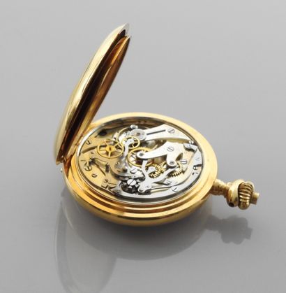 null LEGA. Montre de gousset ' Chronographe Compteur ' en or jaune, 750 MM, fond...